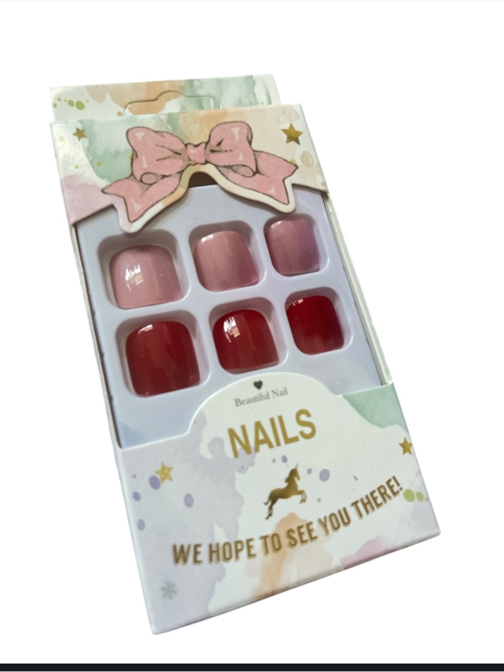 New Pink & Red Press-On Toe Nails - set of 24